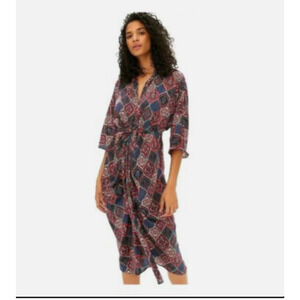 Anthropologie Midi Dress 3/4 Sleeve Miska Plum Kaftan Caftan Dress Small